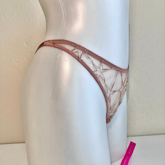 VS Starstruck Gold Star Chain Charm Thong NWT M L - Picture 5 of 10